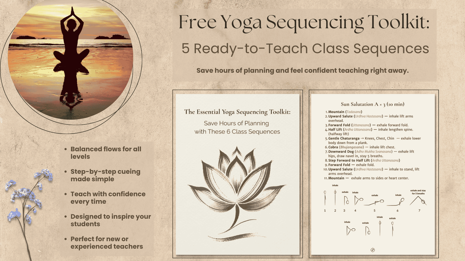 Free Yoga Sequencing Toolkit with 5 ready-to-teach class sequences for yoga teachers