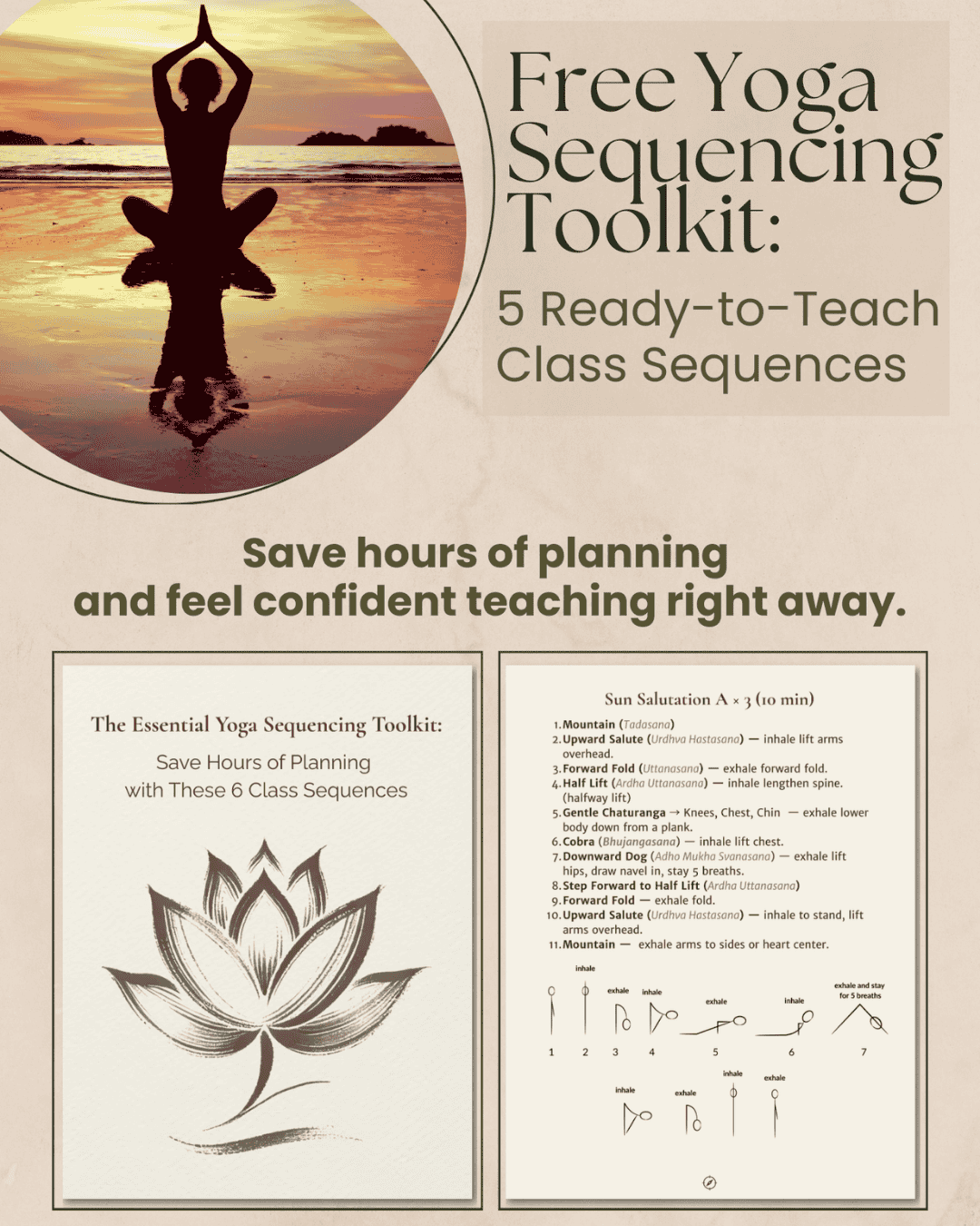 Free yoga sequencing toolkit with class outlines and teaching guides